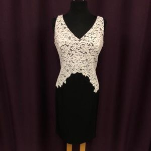 Ralph Lauren Lace-Overlay Crepe Dress, Black/Ivory